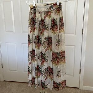 Vintage Floral Nick & Nora Tie-waist Midi Skirt One Size Fits All